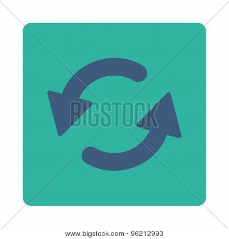 Refresh Ccw flat cobalt and cyan colors rounded button