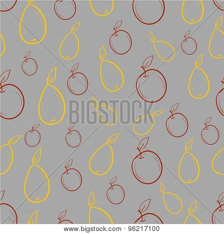 Pear and apple seamless pattern