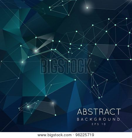 Abstract polygonal backgroun. Low poly  design with connecting d