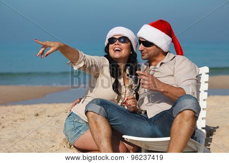 Christmas Couple On A Beach