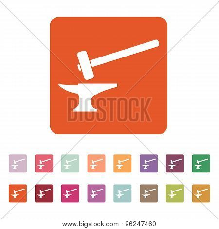 The smithy icon. Forge and stithy, blacksmith symbol. Flat