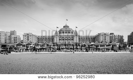 The Hague, Netherlands - May 8, 2015: Tourists At Kurhaus Of Scheveningen, The Hague