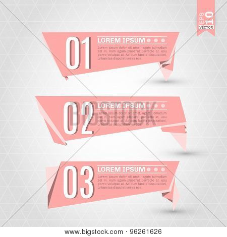Set of colorful origami labels