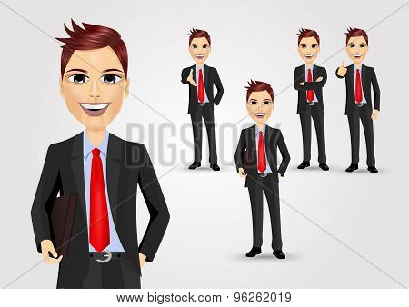 set of businessman characters poses