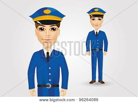 friendly postman in blue uniform