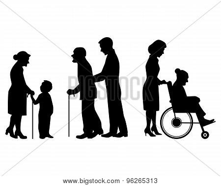 Ederly People Silhouettes