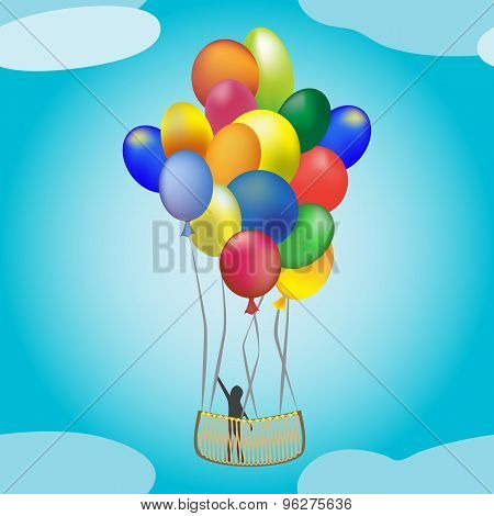 Hotair Balloon In Flight