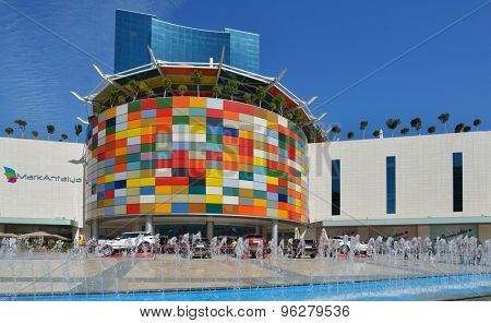 ANTALYA, TURKEY - MARCH 26, 2014: People in front of the shopping mall Mark Antalya. Opened in 2013, it is the only shopping center in the central part of the city