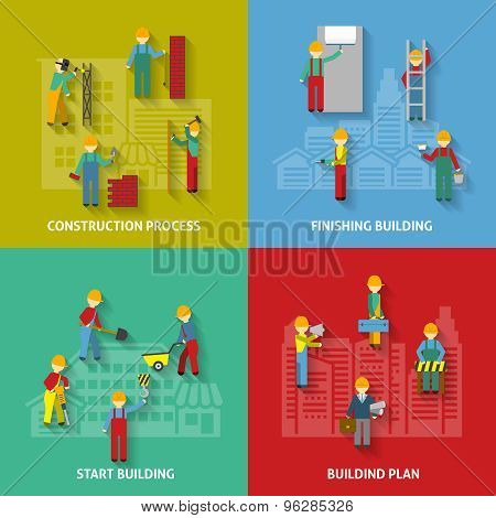 Building Flat Decorative Icon Set