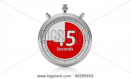 Silver chronometer set on 45 seconds, isolated on white