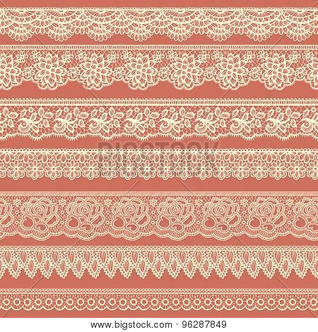 Collection of beige borders stylized like laces