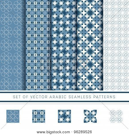 Set Of Blue Vector Arabic Pattern