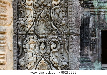 Ta Som, part of Khmer Angkor temple complex, popular among tourists ancient landmark and place of worship in Southeast Asia. Siem Reap, Cambodia.