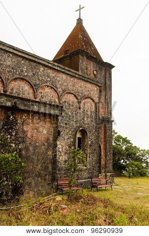 Abandoned christian church on top of Bokor mountain in Preah Monivong national park, Kampot, Cambodia