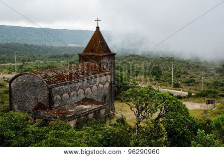 Abandoned christian church on top of Bokor mountain in Preah Monivong national park, Kampot, Cambodia
