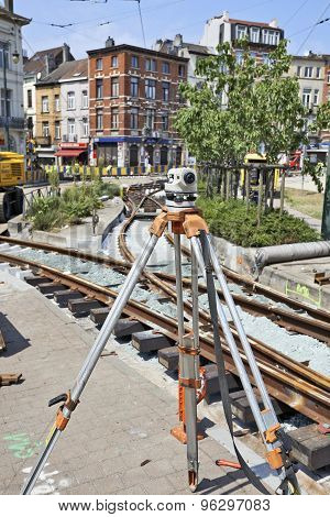 Land Surveying On Construction Site