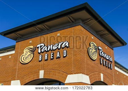 Indianapolis - Circa February 2017: Panera Bread Retail Location. Panera Is A Chain Of Fast Casual R