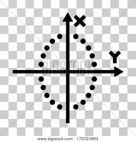 Ellipse Plot vector pictograph. Illustration style is flat iconic black symbol on a transparent background.