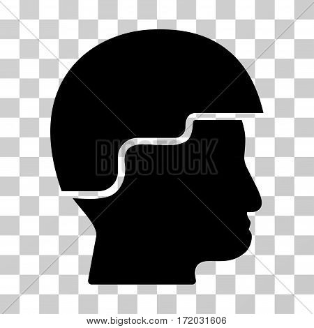 Soldier Helmet vector icon. Illustration style is flat iconic black symbol on a transparent background.