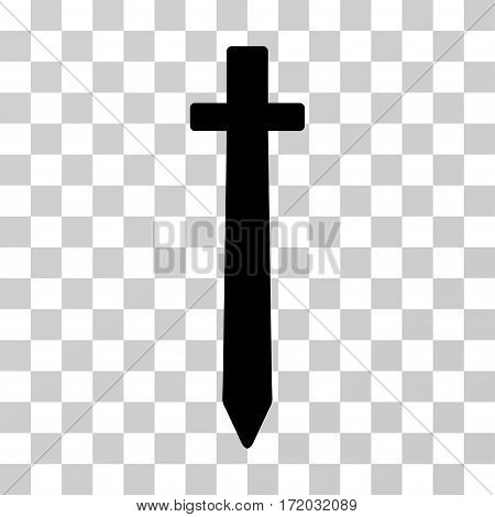 Symbolic Sword vector icon. Illustration style is flat iconic black symbol on a transparent background.