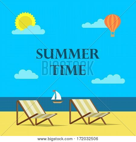 Flat illustration summer time in flat design style.