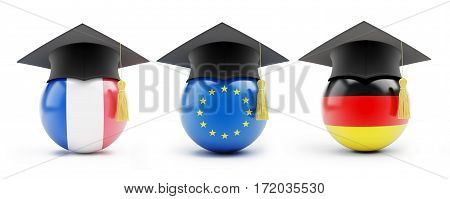France Germany the European Union on a white background 3D illustration