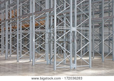 New Empty Shelving System in Distribtion Warehouse