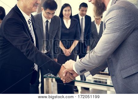 Business Partners Introductionary Handshake Bow