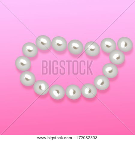the string of Shiny White pearls isolated on white background