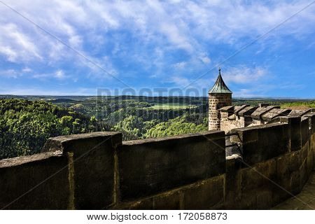Castle Koenigstein in Germany. Saxon Switzerland landscape.