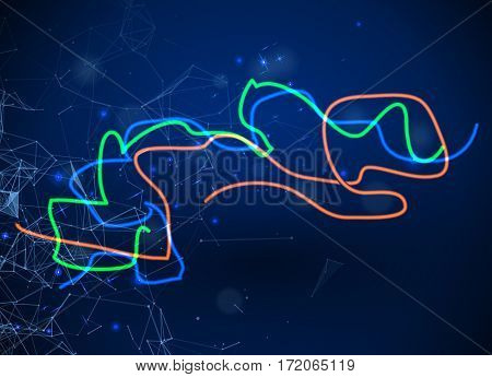 Vibrand vector lines light effect background. Glowing magic lines in motion.