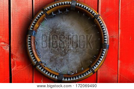 Central Asian Tambourine. Uzbek Doira. The Traditional Uzbek Musical Instrument Doira