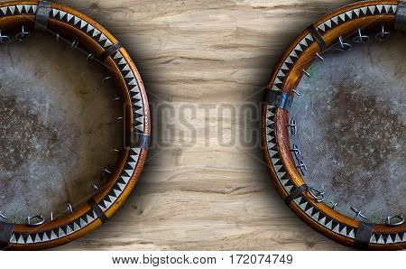 Central Asian Tambourine. Uzbek Doira. The Traditional Uzbek Musical Instrument Doira