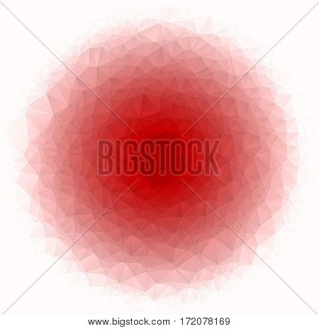 Abstract Low Poly Vector Christmas Background. Pattern Of Triangles. Polygonal Design. Red Circle. S