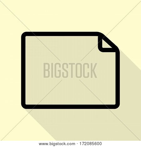 Horisontal document sign illustration. Black icon with flat style shadow path on cream background.