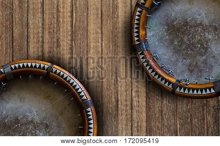 Central Asian Tambourine. Uzbek Doira. The Traditional Uzbek Musical Instrument Doira