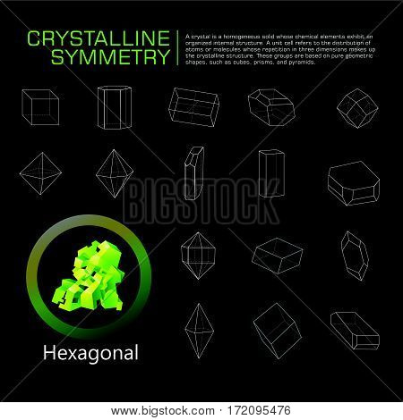 crystals polygon style symmetry illustration vector set
