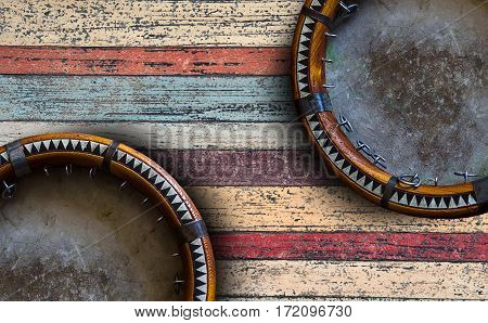 Central Asian Tambourine. Uzbek Doira. The Traditional Uzbek Musical Instrument Doira