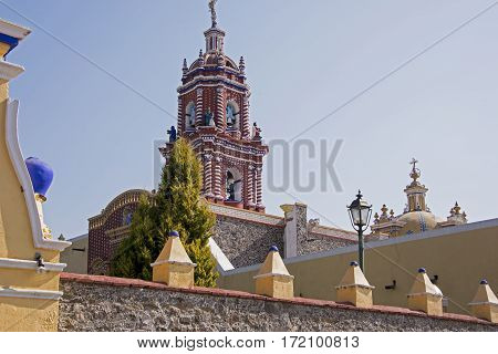 Partial view of Santa Maria Tonantzintla church in Cholula Mexico