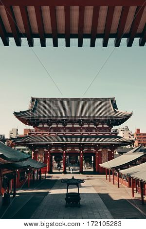 TOKYO, JAPAN - MAY 15: Historical architecture in temple on May 15, 2013 in Tokyo. Sensoji Temple, founded in 645 CE, making it the oldest temple in Tokyo.