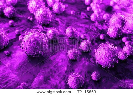 Human papillomavirus (HPV) is a DNA virus from the papillomavirus family that is capable of infecting humans. Some strains infect genitals and can cause cervical cancer. 3D illustration