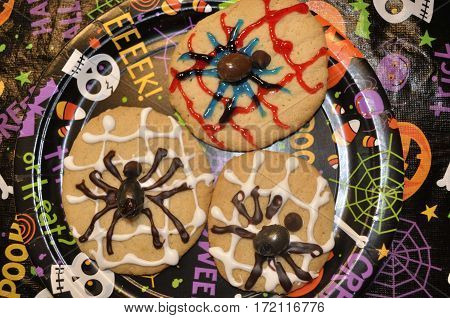 Fun and Spooky Kid Friendly Halloween spider decorations on cookies