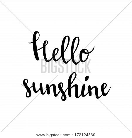Hello spring poster with handwritten guote. Vector illustration with lettering