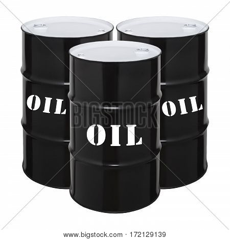 Black Oil Barrel Isolated on White Background. Black Gold