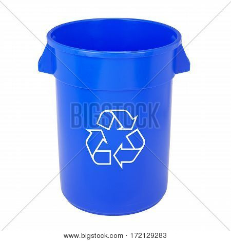 Blue Recycle Bin Isolated on White Background