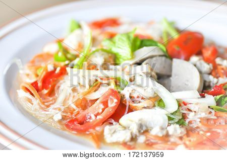 spicy salad or Thai salad dish ,vegetable salad