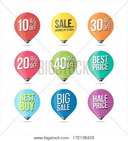 Set of Sale Stickers Retro Colors. Promotional Badges and Sale Tags.