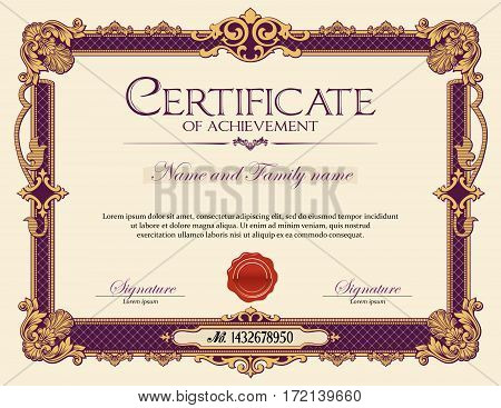 Antique Vintage Ornament Frame Certificate of Achievement