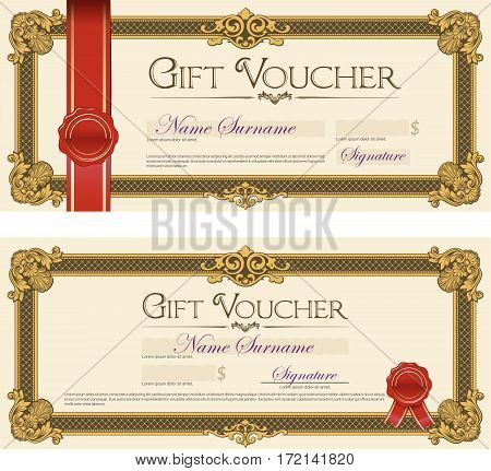 Gift Vouchers with Ornaments. Set of Two Vintage Gift Vouchers.