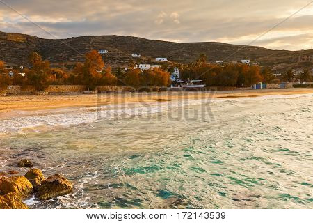 View of the Sbeach in Stavros village on Donoussa island.